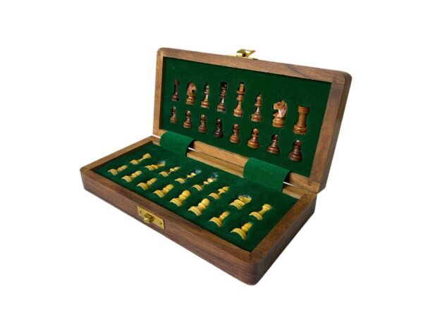 8” MAGNETIC TRAVEL CHESS SET WOODEN - Image 5