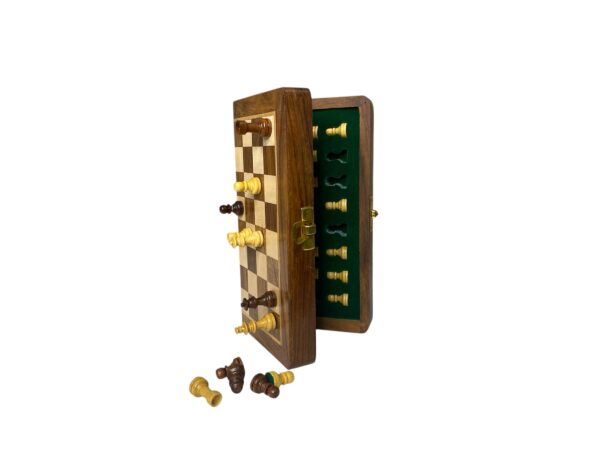 8” MAGNETIC TRAVEL CHESS SET WOODEN - Image 2