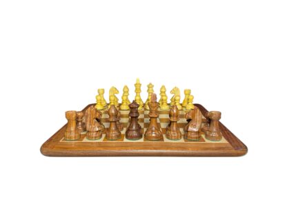 3.75”CARVED STAUNTON WEIGHTED CHESS WITH 16” GOLDE ROSEWOOD CHESS BOARD - Image 5