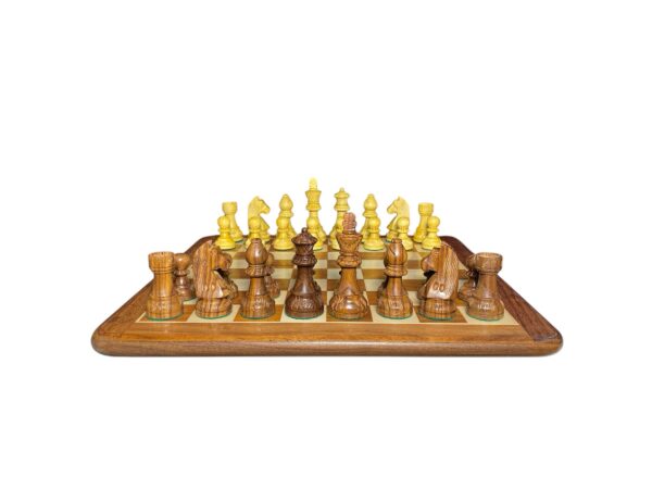 3.75”CARVED STAUNTON WEIGHTED CHESS WITH 16” GOLDE ROSEWOOD CHESS BOARD - Image 5
