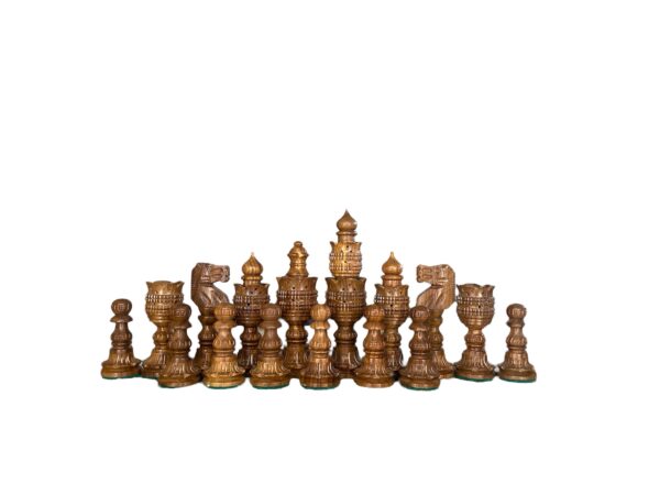 5” WEIGHTED LOTUS SERIES CHESS WITH 21” GOLDEN ROSEWOOD CHESS BOARD - Image 4