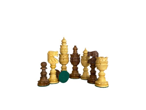 5” WEIGHTED LOTUS SERIES CHESS WITH 21” GOLDEN ROSEWOOD CHESS BOARD - Image 5