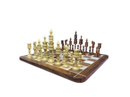 8” LOTUS CHESS PIECES WITH 21” GOLDEN ROSEWOOD CHESS BOARD