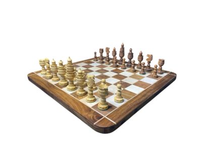 5” WEIGHTED LOTUS SERIES CHESS WITH 21” GOLDEN ROSEWOOD CHESS BOARD