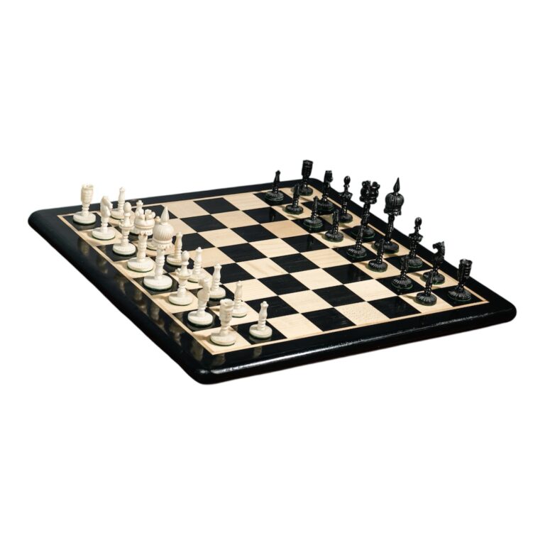 Premium wooden chess set with camel bone chess pieces and ebony chessboard