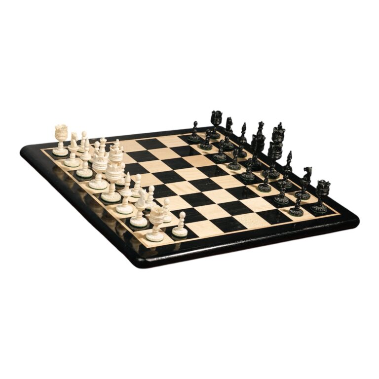 Premium wooden chess set with lotus camel bone chess pieces and ebony chessboard