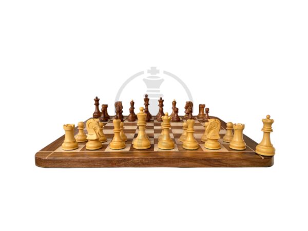 3.8” 1950s’ DUBROVNIK TRIPLE WEIGHTED CHESS PIECES WITH 21” GOLDEN ROSEWOOD CHESSBOARD - Image 4