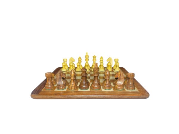 3.75” DOWN HEAD STAUNTON WEIGHTED CHESS PIECES WITH 16” GOLDEN ROSEWOOD CHESSBOARD - Image 4