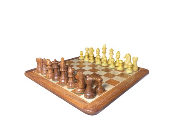 3.75” DOWN HEAD STAUNTON WEIGHTED CHESS PIECES WITH 16” GOLDEN ROSEWOOD CHESSBOARD - Image 2