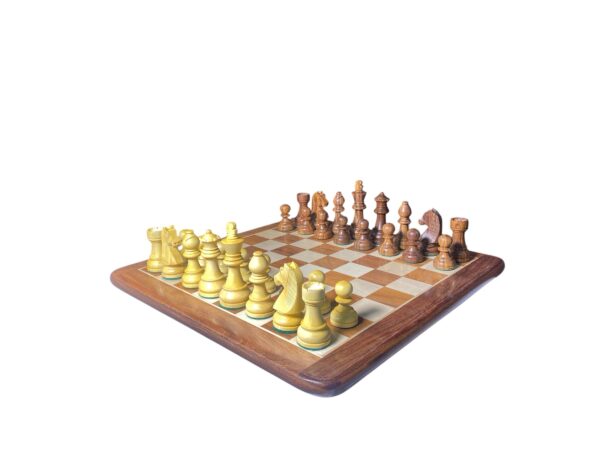 3.75” DOWN HEAD STAUNTON WEIGHTED CHESS PIECES WITH 16” GOLDEN ROSEWOOD CHESSBOARD