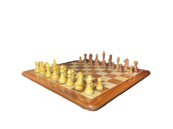 3.75” DOWN HEAD STAUNTON WEIGHTED CHESS PIECES WITH 21” GOLDEN ROSEWOOD CHESSBOARD - Image 3