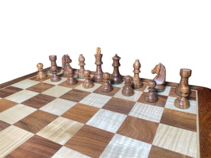 3.75” GERMAN KNIGHT STAUNTON WEIGHTED CHESS PIECES WITH 21” GOLDEN ROSEWOOD CHESSBOARD - Image 5