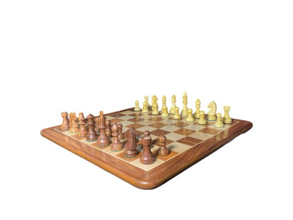 3.75” DOWN HEAD STAUNTON WEIGHTED CHESS PIECES WITH 21” GOLDEN ROSEWOOD CHESSBOARD