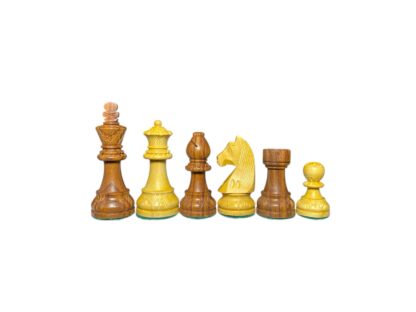 3.75” CARVED GERMAN KNIGHT STAUNTON WEIGHTED CHESS PIECES WITH 21” GOLDEN ROSEWOOD CHESSBOARD - Image 8