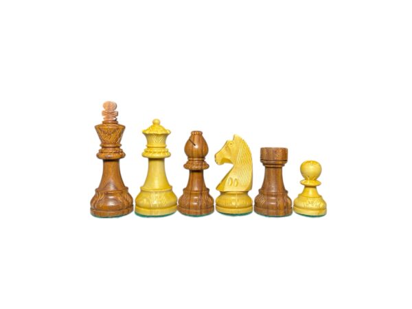3.75” CARVED STAUNTON WEIGHTED CHESS PIECES WITH 21” GOLDEN ROSEWOOD CHESSBOARD - Image 8