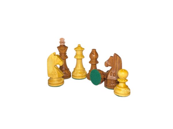 3.75” CARVED STAUNTON WEIGHTED CHESS PIECES WITH 21” GOLDEN ROSEWOOD CHESSBOARD - Image 12