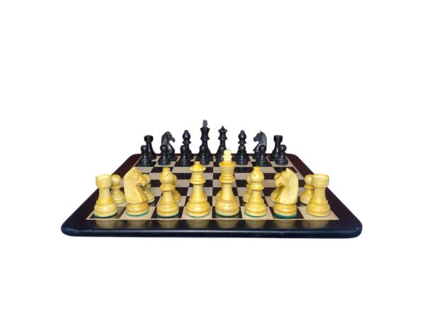 3.75” EBONISED TOURNAMENT WEIGHTED CHESS PIECES WITH 17” EBONY WOOD CHESSBOARD - Image 4