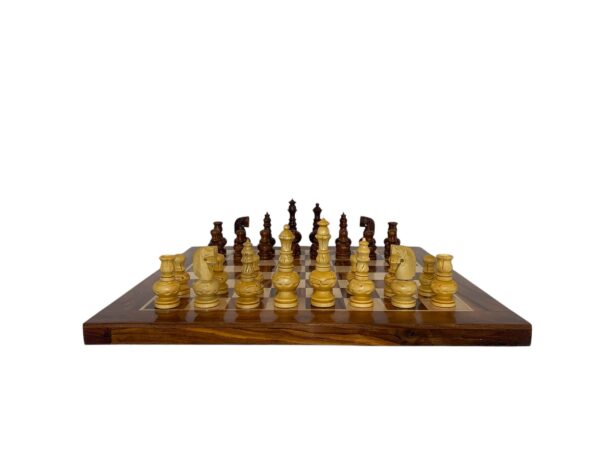 3.75” GARHVI CARVING CHESS PIECES WITH 16” SQUARE GOLDEN ROSEWOOD CHESSBOARD - Image 2