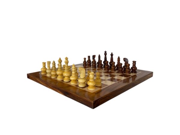 3.75” GARHVI CARVING CHESS PIECES WITH 16” SQUARE GOLDEN ROSEWOOD CHESSBOARD