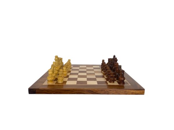 3.75” GARHVI CARVING CHESS PIECES WITH 16” SQUARE GOLDEN ROSEWOOD CHESSBOARD - Image 3