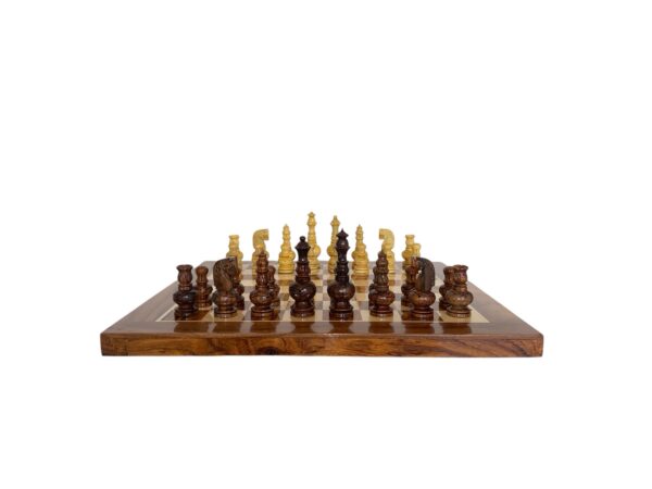 3.75” GARHVI CARVING CHESS PIECES WITH 16” SQUARE GOLDEN ROSEWOOD CHESSBOARD - Image 4