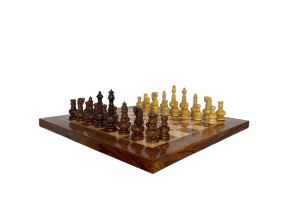 3.75” GARHVI CARVING CHESS PIECES WITH 16” SQUARE GOLDEN ROSEWOOD CHESSBOARD - Image 5