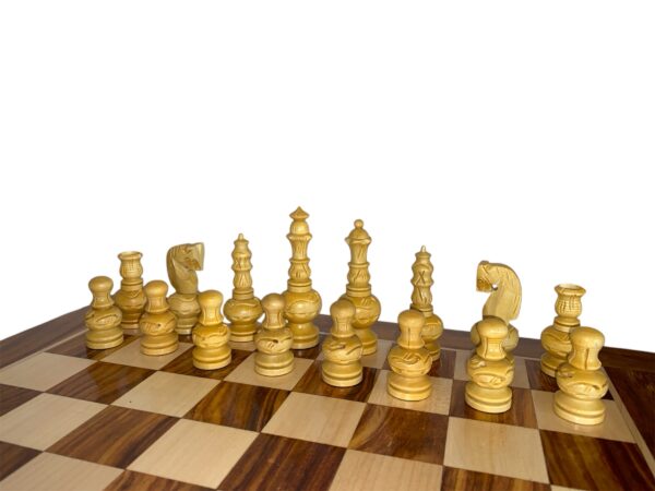 3.75” GARHVI CARVING CHESS PIECES WITH 16” SQUARE GOLDEN ROSEWOOD CHESSBOARD - Image 11