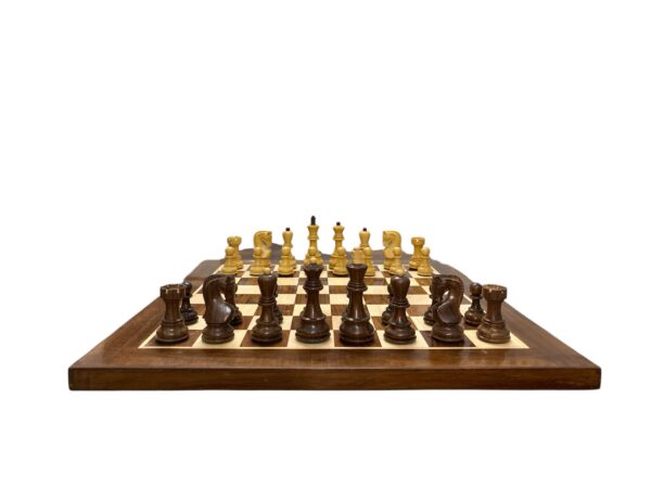 3.9” RUSSIAN ZAGREB 1959’ WEIGHTED CHESS PIECES WITH 19” GOLDEN ROSEWOOD CHESSBOARD - Image 2