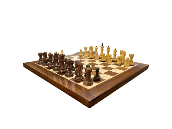 3.9” RUSSIAN ZAGREB 1959’ WEIGHTED CHESS PIECES WITH 19” GOLDEN ROSEWOOD CHESSBOARD