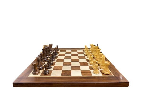 3.9” RUSSIAN ZAGREB 1959’ WEIGHTED CHESS PIECES WITH 19” GOLDEN ROSEWOOD CHESSBOARD - Image 3