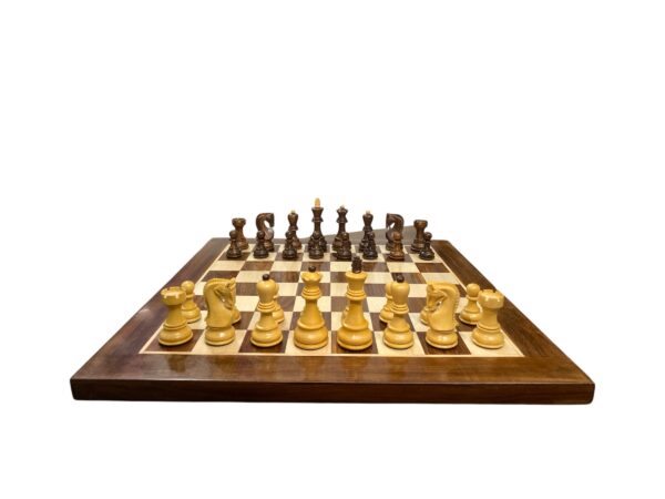 3.9” RUSSIAN ZAGREB 1959’ WEIGHTED CHESS PIECES WITH 19” GOLDEN ROSEWOOD CHESSBOARD - Image 4