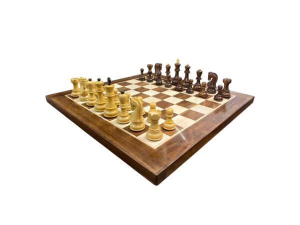 3.9” RUSSIAN ZAGREB 1959’ WEIGHTED CHESS PIECES WITH 19” GOLDEN ROSEWOOD CHESSBOARD - Image 5