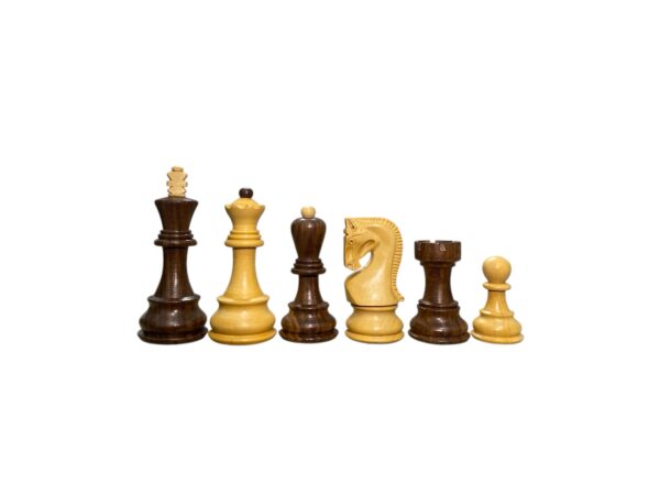 3.9” RUSSIAN ZAGREB 1959’ WEIGHTED CHESS PIECES WITH 19” GOLDEN ROSEWOOD CHESSBOARD - Image 6