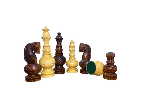 3.75” GARHVI CARVING CHESS PIECES WITH 16” SQUARE GOLDEN ROSEWOOD CHESSBOARD - Image 8