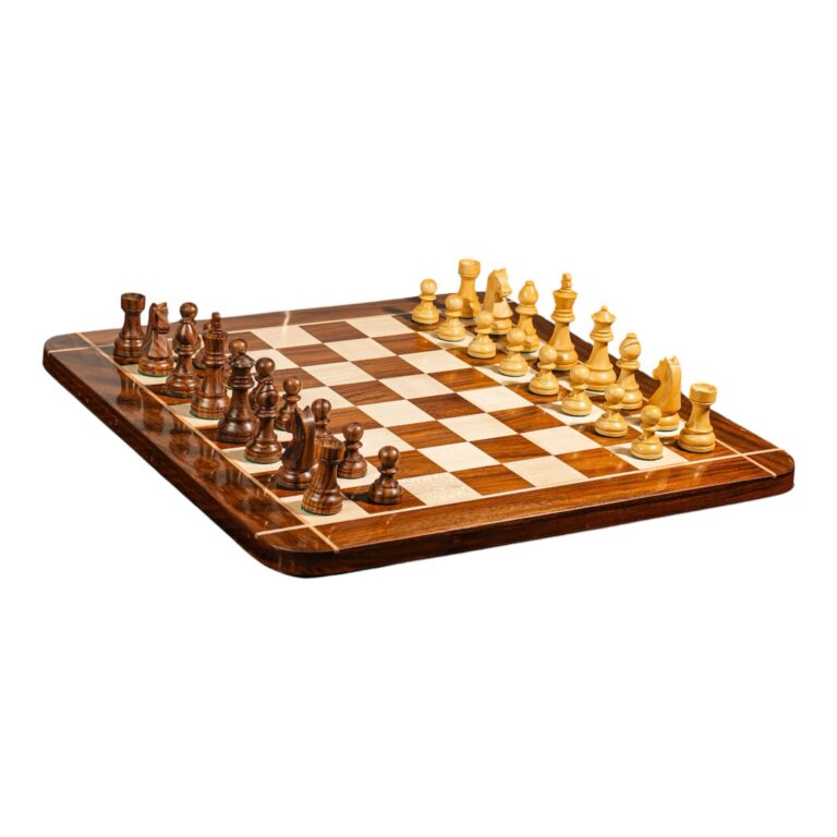 Premium wooden chess set with 3.75 inch Staunton chess pieces and golden rosewood chessboard