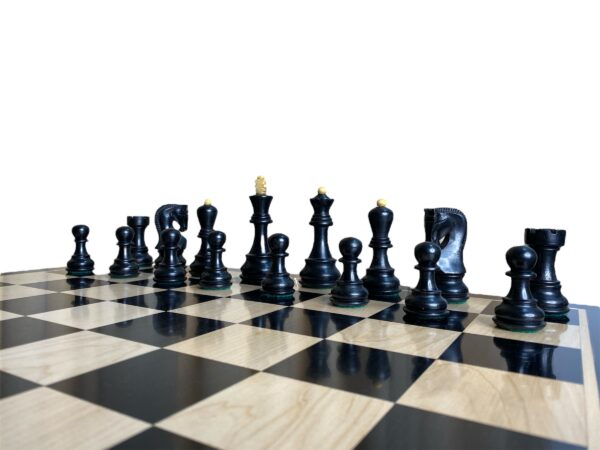 3.9” RUSSIAN ZAGREB 1959’ EBONISED WEIGHTED CHESS PIECES WITH EXTRA QUEENS - Image 6