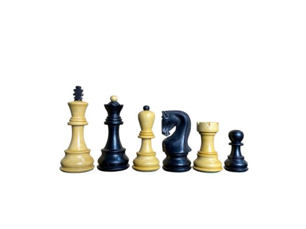 3.9” RUSSIAN ZAGREB 1959’ EBONISED WEIGHTED CHESS PIECES WITH EXTRA QUEENS
