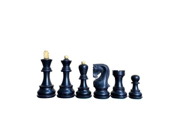 3.9” RUSSIAN ZAGREB 1959’ EBONISED WEIGHTED CHESS PIECES WITH EXTRA QUEENS - Image 2