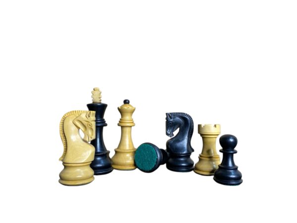 3.9” RUSSIAN ZAGREB 1959’ EBONISED WEIGHTED CHESS PIECES WITH EXTRA QUEENS - Image 5