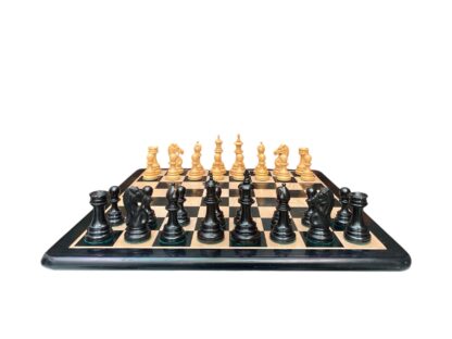 4.4”STAUNTON BRIDLE KNIGHT EBONY WEIGHTED CHESS PIECES WITH 21” EBONY CHESSBOARD - Image 2