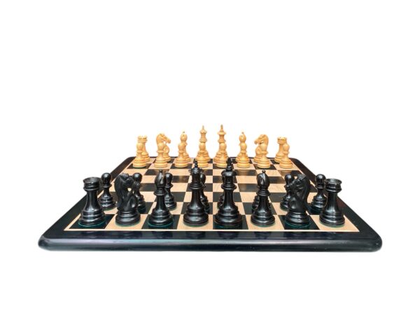 4.2” STAUNTON BRIDLE KNIGHT EBONY WEIGHTED CHESS PIECES WITH 21” EBONY CHESSBOARD - Image 2