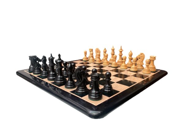 4.2” STAUNTON BRIDLE KNIGHT EBONY WEIGHTED CHESS PIECES WITH 21” EBONY CHESSBOARD - Image 4