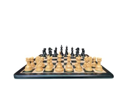 4.4”STAUNTON BRIDLE KNIGHT EBONY WEIGHTED CHESS PIECES WITH 21” EBONY CHESSBOARD - Image 3