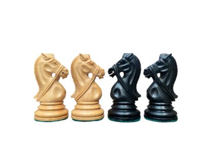 4.4”STAUNTON BRIDLE KNIGHT EBONY WEIGHTED CHESS PIECES WITH 21” EBONY CHESSBOARD - Image 9
