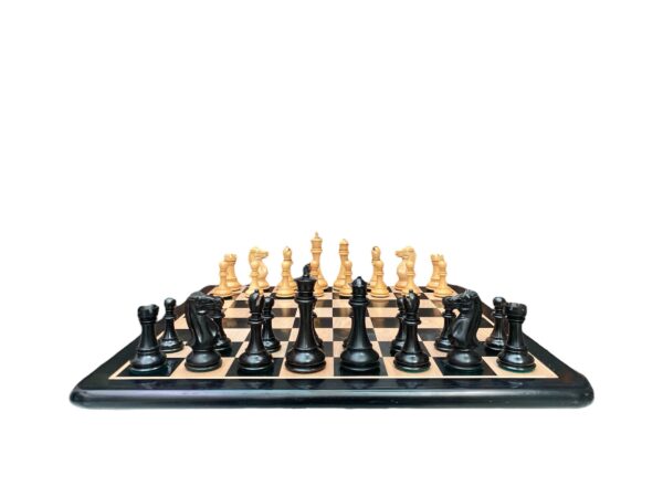 4.4” LUXURY EBONY STAUNTON TOURNAMENT WEIGHTED CHESS PIECES & 21” EBONY CHESSBOARD - Image 2