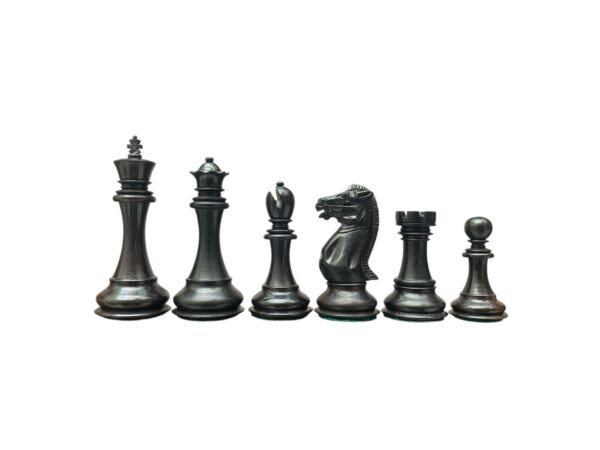 4.4” LUXURY EBONY STAUNTON TOURNAMENT WEIGHTED CHESS PIECES - Image 3