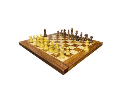 3” STAUNTON GERMAN KNIGHT WEIGHTED CHESS PIECES WITH 16” GOLDEN ROSEWOOD CHESSBOARD WITH 2 EXTRA QUEENS