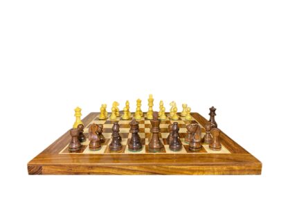 3” STAUNTON GERMAN KNIGHT WEIGHTED CHESS PIECES WITH 16” GOLDEN ROSEWOOD CHESSBOARD WITH 2 EXTRA QUEENS - Image 3