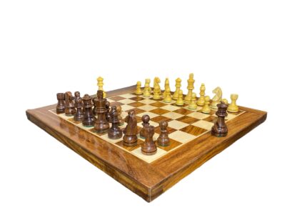 3” STAUNTON GERMAN KNIGHT WEIGHTED CHESS PIECES WITH 16” GOLDEN ROSEWOOD CHESSBOARD WITH 2 EXTRA QUEENS - Image 4