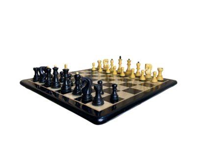 3.9” RUSSIAN ZAGREB 1959’ EBONISED WEIGHTED CHESS PIECES, 21” EBONYWOOD CHESSBOARD WITH STORAGE BOX - Image 4